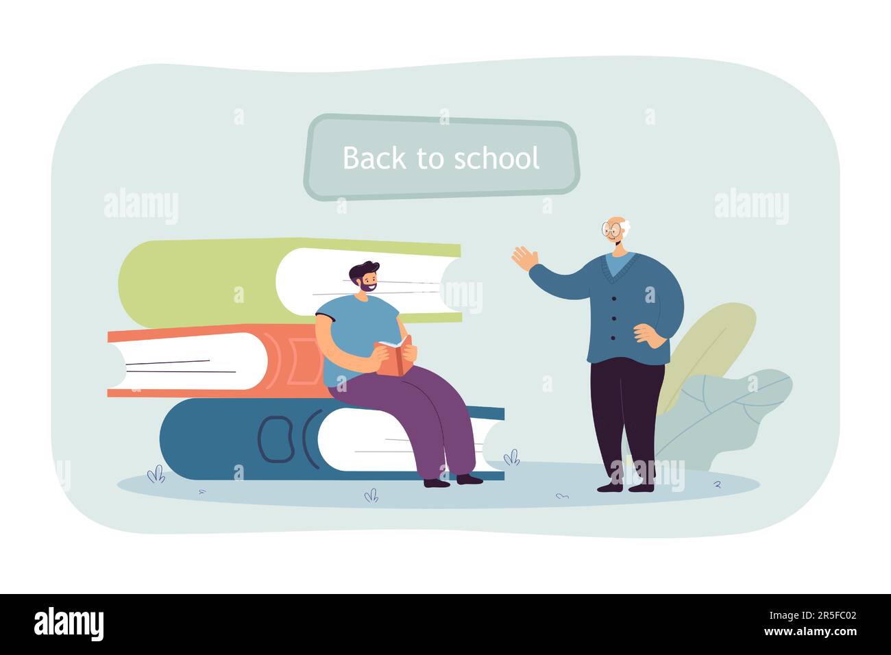 Personne âgée de dessin animé enseignant étudiant Illustration de Vecteur