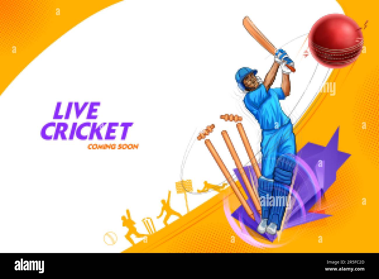 batte et balle sur fond de championnat de cricket Illustration de Vecteur