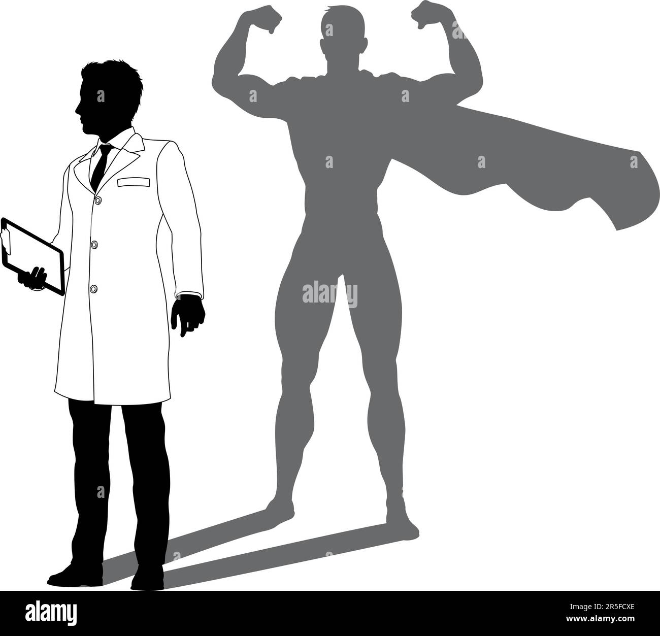 Super-héros Biologiste Super Hero Shadow Silhouette Illustration de Vecteur