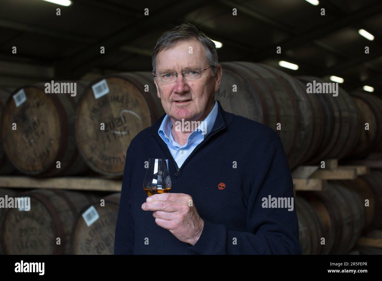 Anthony Wills fondateur et directeur général de la distillerie Kilchoman , Islay, Écosse Banque D'Images