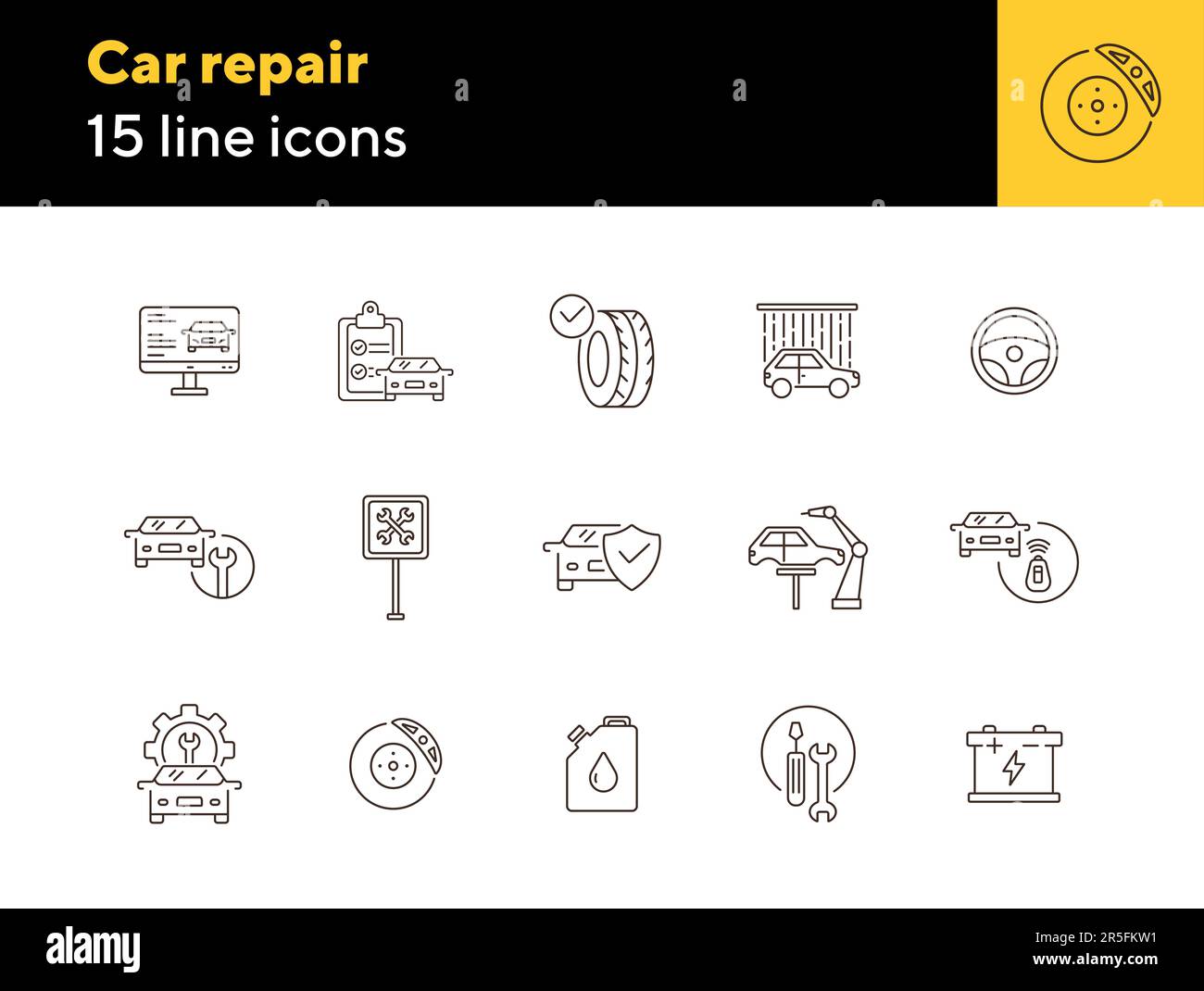 Icônes de réparation de voiture Illustration de Vecteur