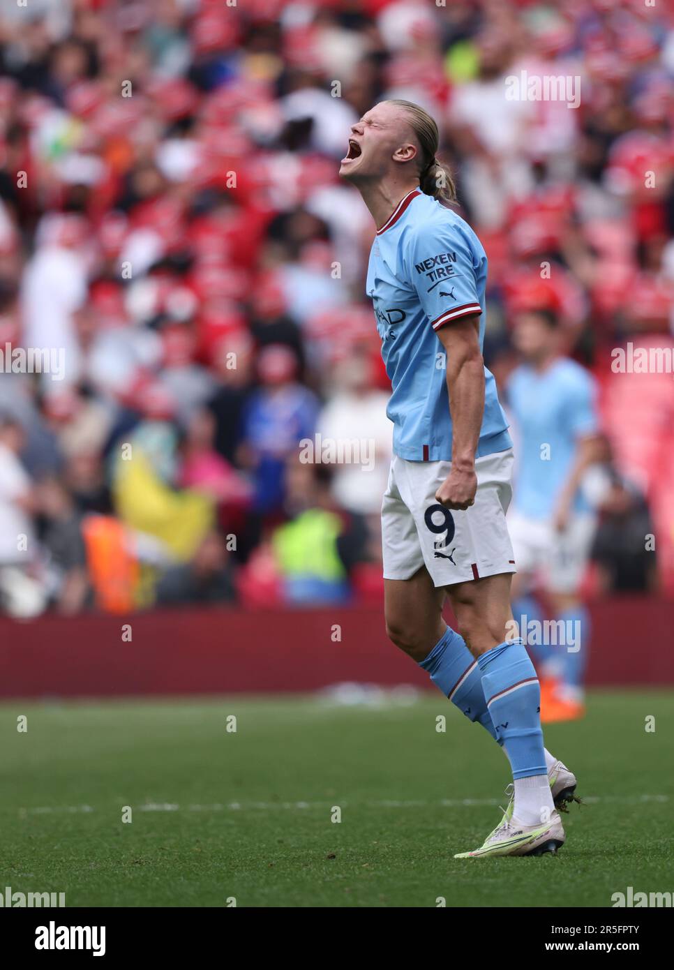 Londres, Royaume-Uni. 03rd juin 2023. Erling Haaland (MC) célèbre la victoire lors du match final de la coupe Emirates FA Manchester City / Manchester United au stade Wembley, Londres, Royaume-Uni, le 3rd juin 2023. Crédit : Paul Marriott/Alay Live News Banque D'Images