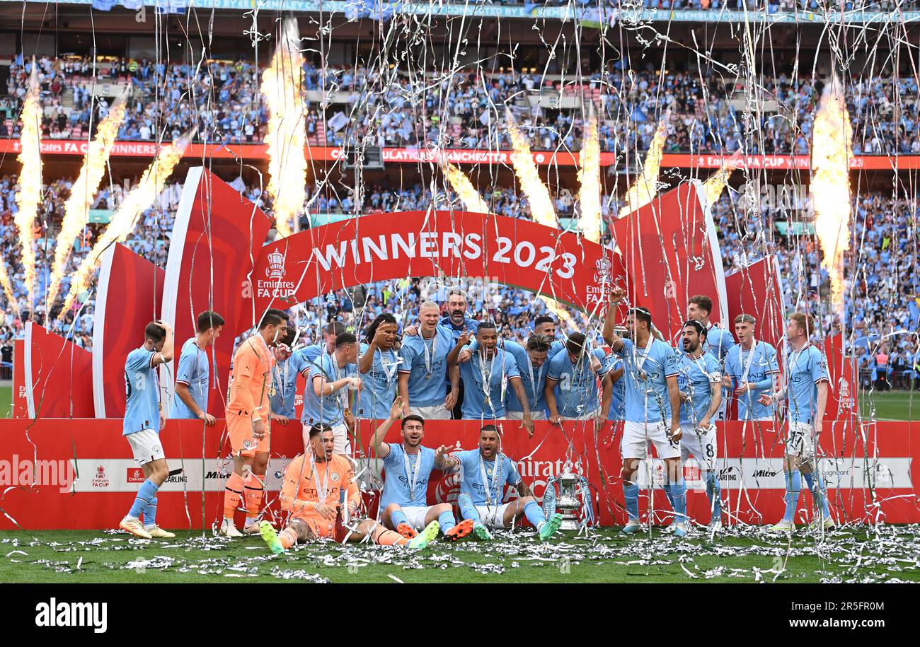 Londres, Royaume-Uni. 3rd juin 2023. Manchester City célèbre la victoire de  la finale de la coupe FA 2022/23 lors du match de la coupe FA au stade  Wembley, à Londres. Crédit photo