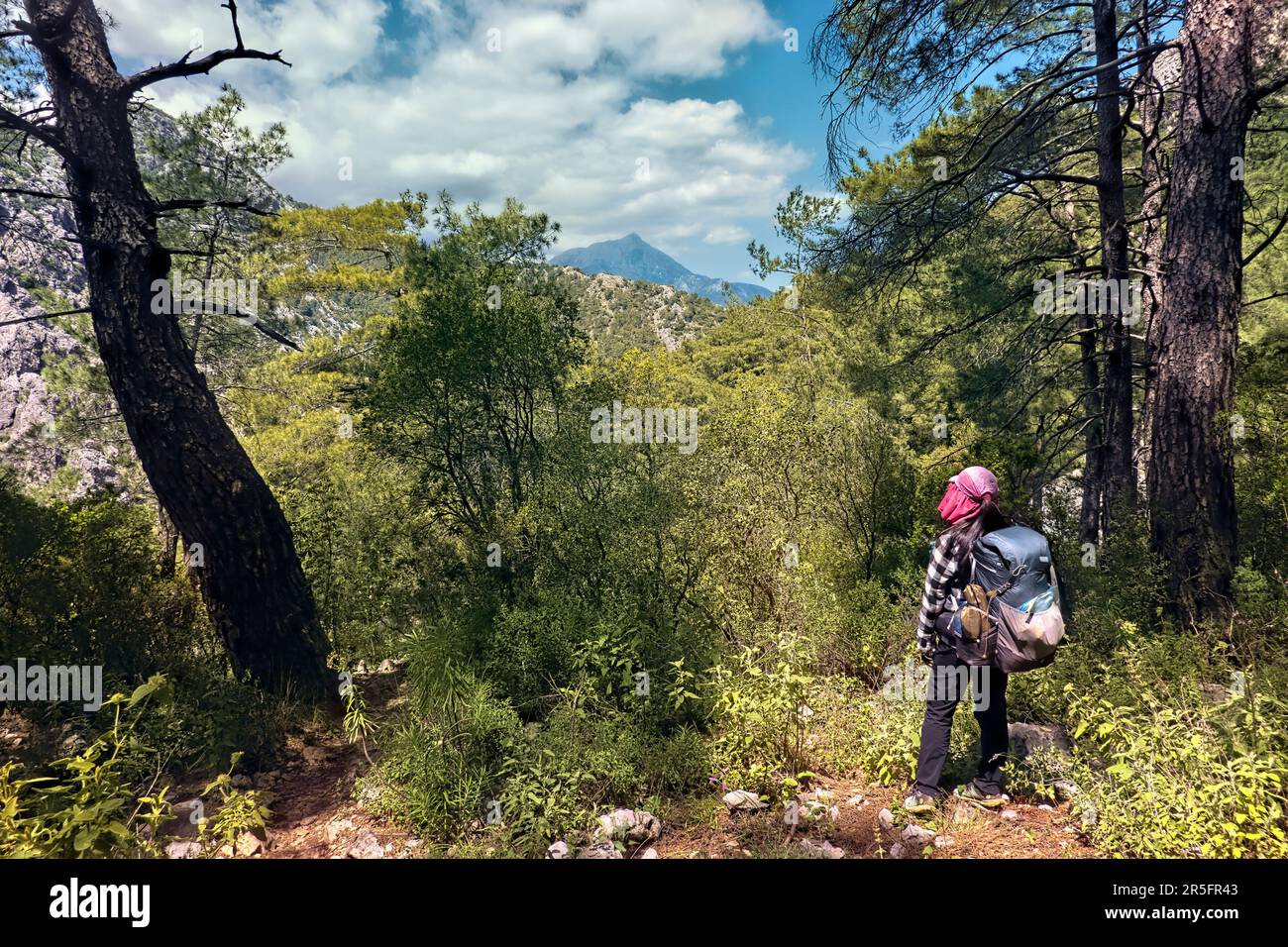 Trekking à travers les montagnes sur la voie lycienne, Antalya, Turquie Banque D'Images