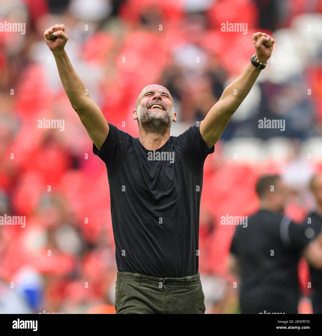 Londres, Royaume-Uni. 03rd juin 2023. 03 juin 2023 - Manchester City / Manchester United - Emirates FA Cup final - Wembley Stadium. La PEP Guardiola de Manchester City célèbre la victoire de la finale de la coupe FA 2023. Crédit photo : Mark pain / Alamy Live News Banque D'Images