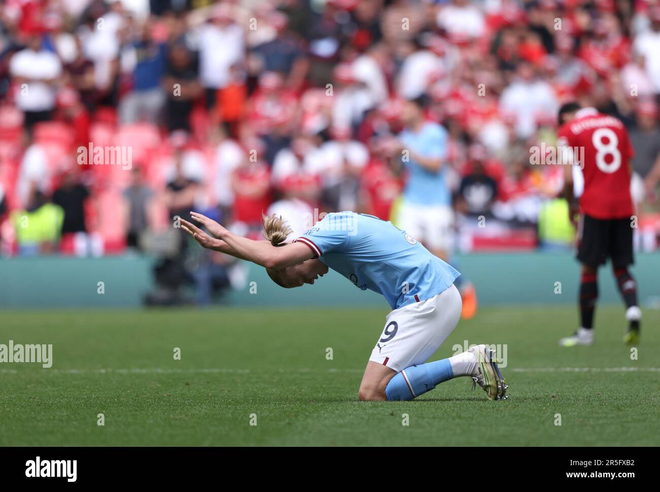 Londres, Royaume-Uni. 03rd juin 2023. Erling Haaland (MC) célèbre la victoire lors du match final de la coupe Emirates FA Manchester City / Manchester United au stade Wembley, Londres, Royaume-Uni, le 3rd juin 2023. Crédit : Paul Marriott/Alay Live News Banque D'Images