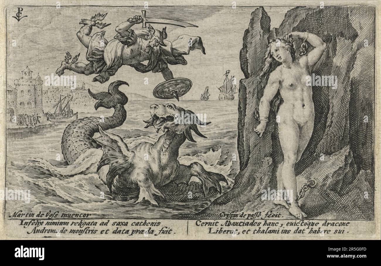 Martni de Voss rapporteur pour avis, Crispin de passe graveur, Perseus et Andromeda de Ovid's Metamorphoses, 1602, gravure, Rijksmuseum, Amsterdam Banque D'Images