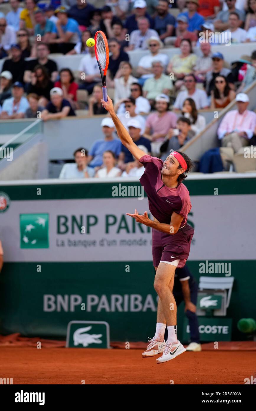 PARIS, FRANCE JUNE 3 Taylor Fritz serves during the 3nd round of