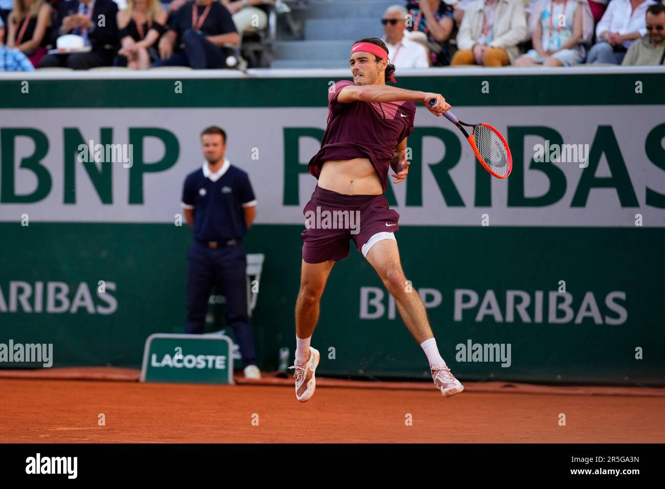 PARIS, FRANCE JUNE 3 Taylor Fritz makes a forehand during the 3nd