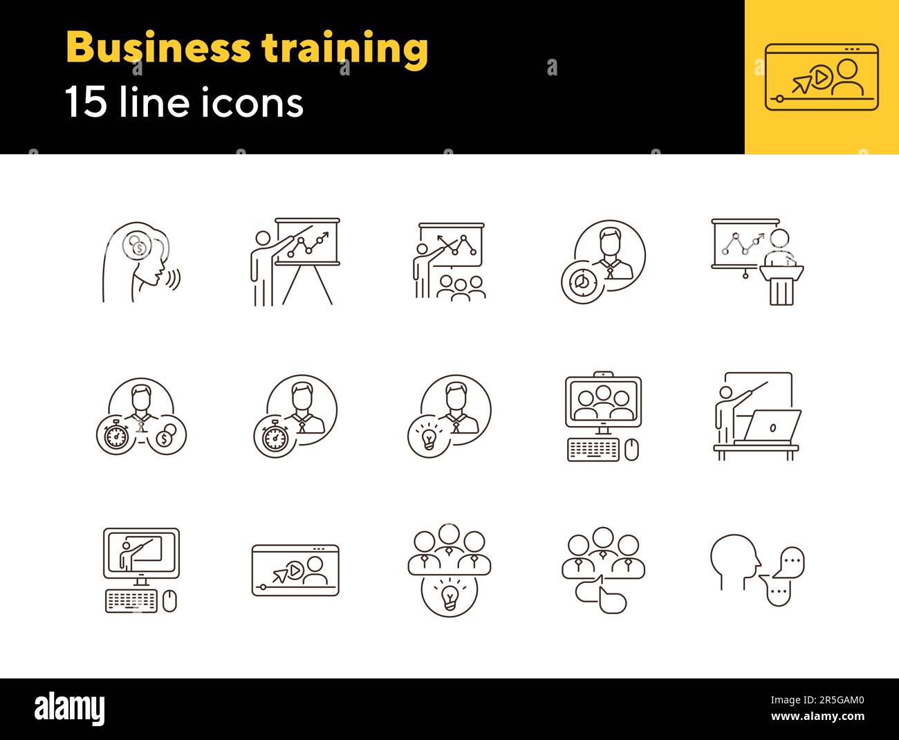 Icônes de formation professionnelle Illustration de Vecteur