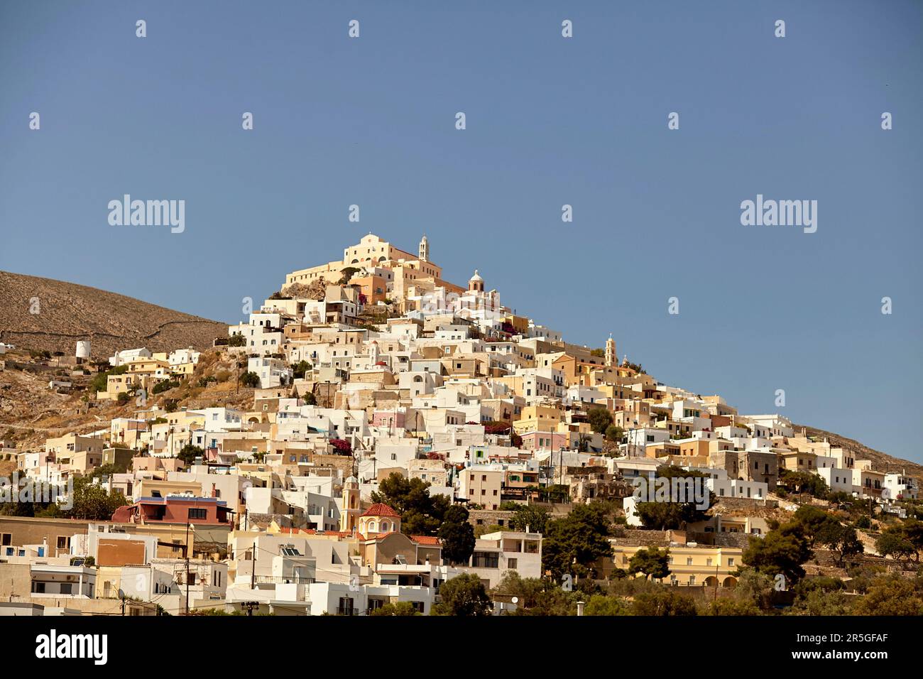 ANO syros panoramique et saint george Banque D'Images