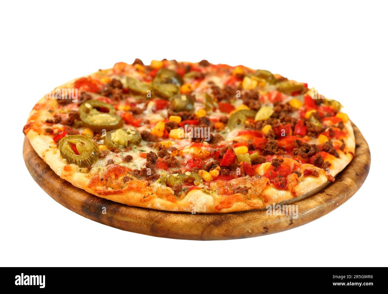 Pizza mexicaine Tradition avec du chili, le boeuf et l'oignon Banque D'Images