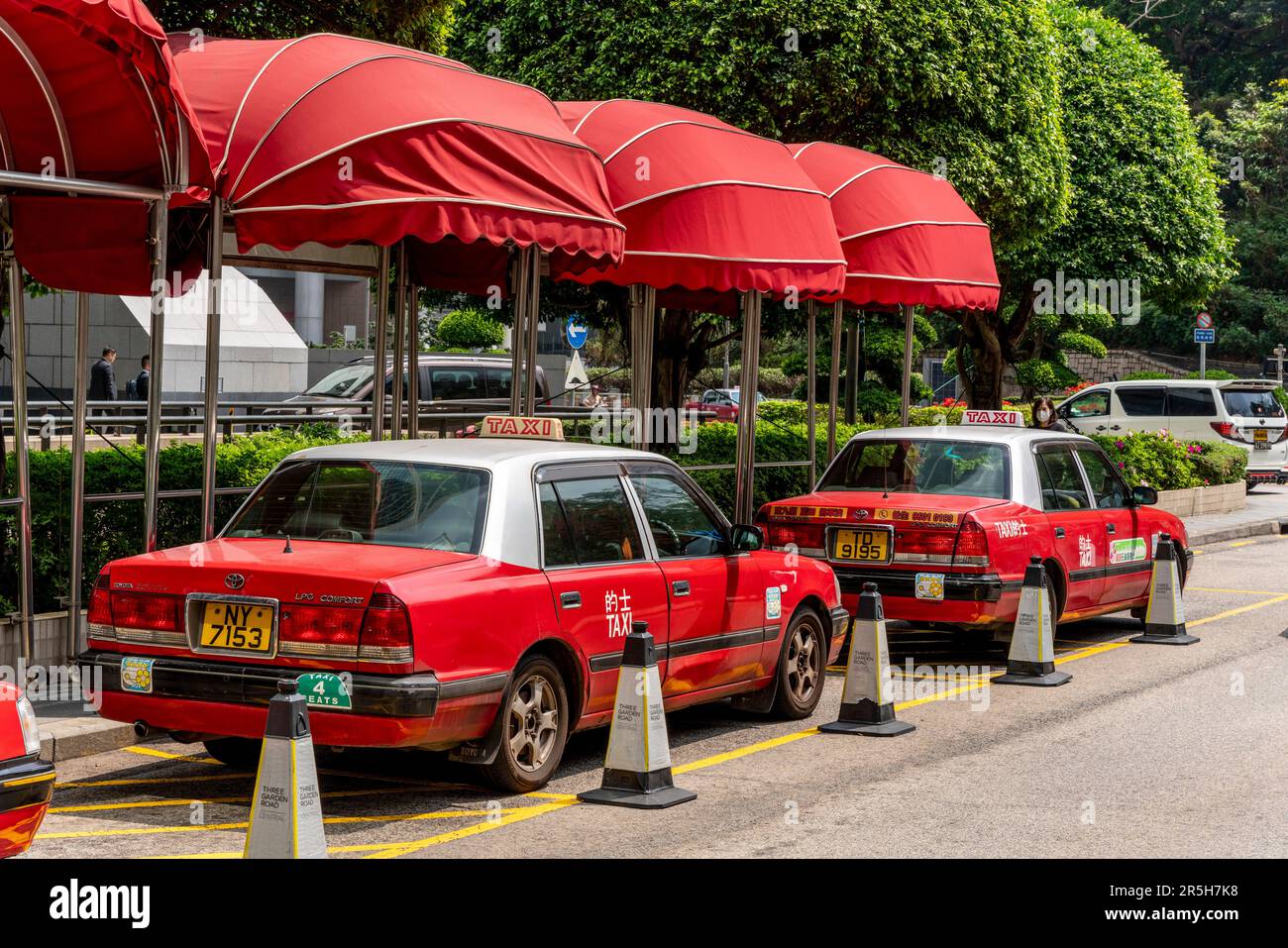 A Hong Kong taxi Rank, Hong Kong Island, Hong Kong, Chine. Banque D'Images