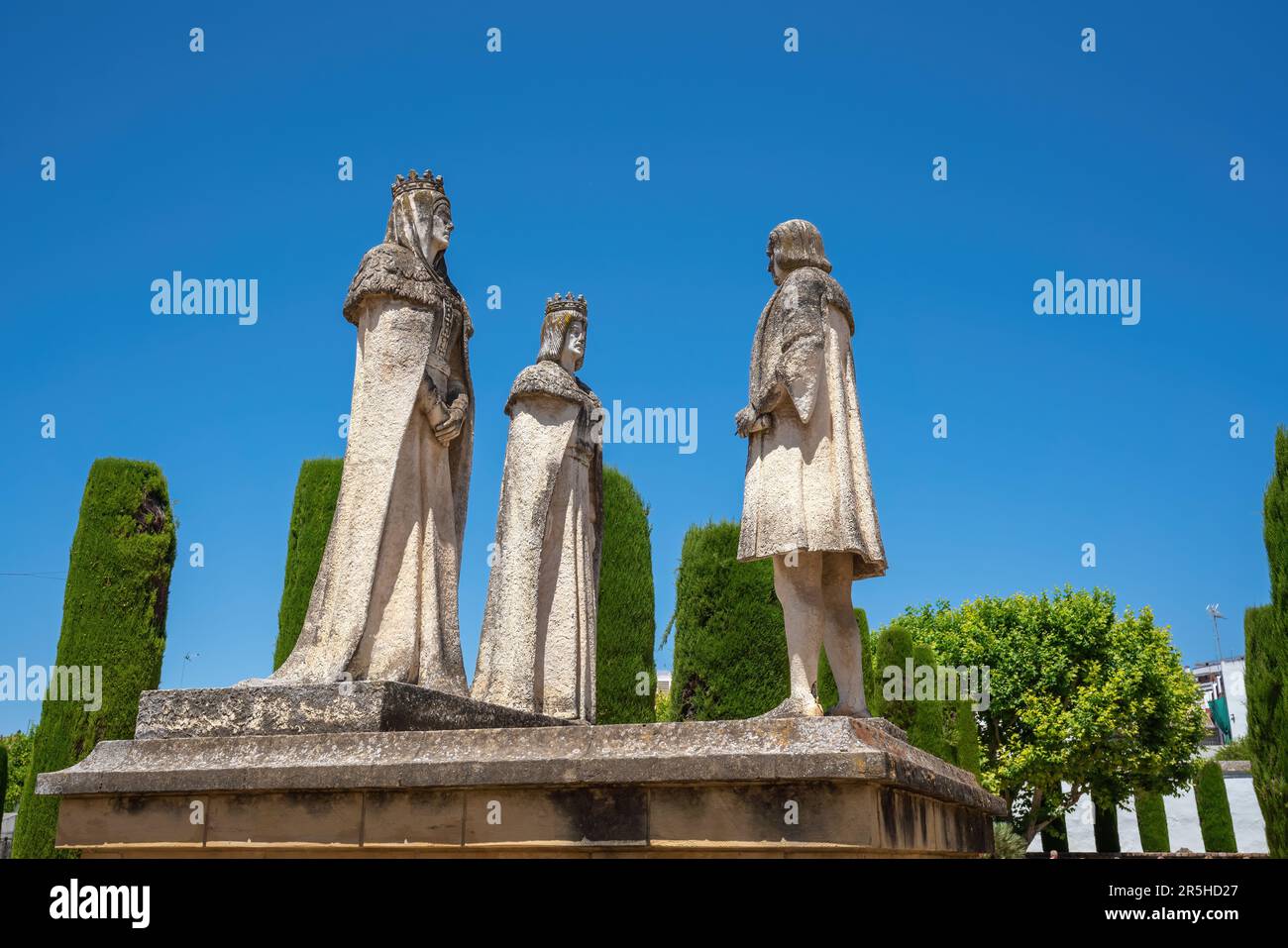 Les rois catholiques et le monument de Columbus à Alcazar de los Reyes Cristianos - Cordoue, Andalousie, Espagne Banque D'Images