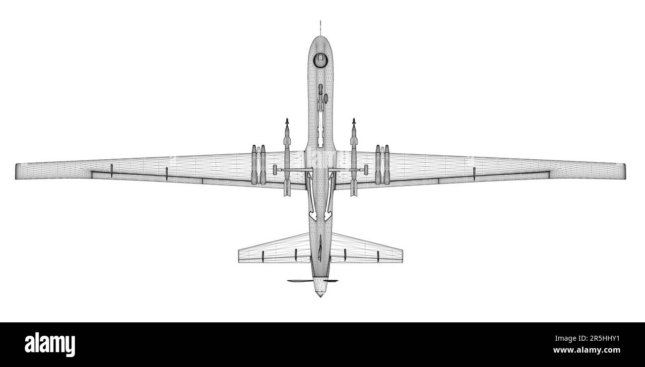 Les lignes noires combattent les éléments filaires de drones isolés sur fond blanc. Vue de dessous. 3D. Illustration vectorielle. Illustration de Vecteur