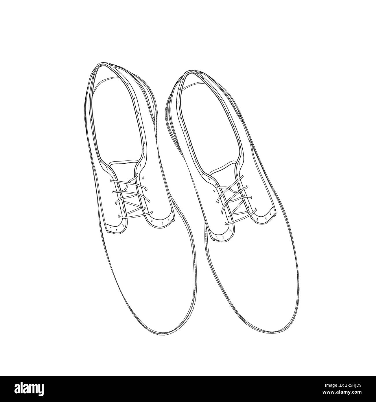 Contour des chaussures pour hommes à partir de lignes noires isolées sur fond blanc. Vue de dessus. Illustration vectorielle. Illustration de Vecteur