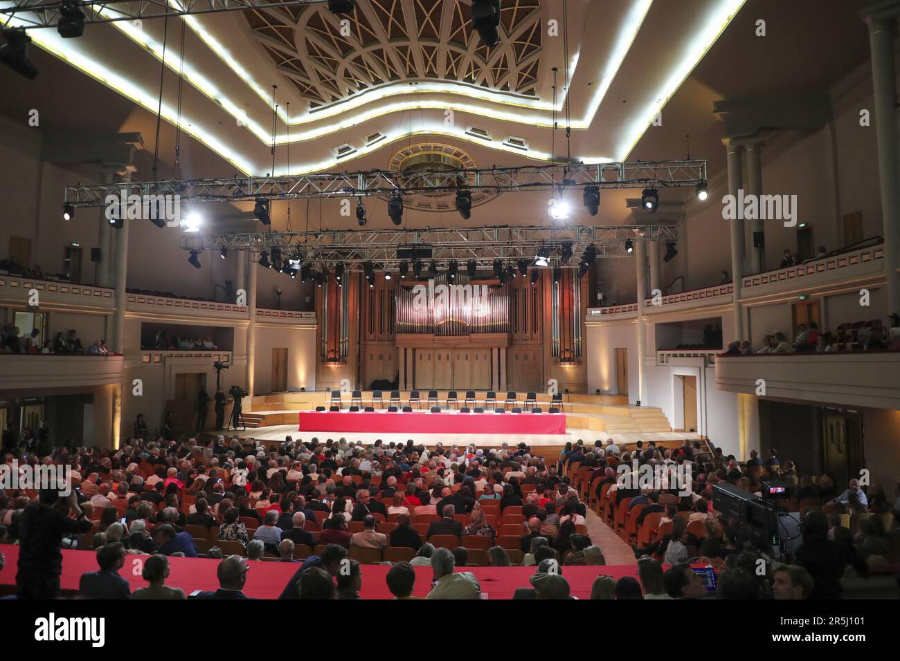 Bruxelles, Belgique. 03rd juin 2023. L'illustration montre la salle Henry le boeuf, lors de la finale du concours Queen Elisabeth Voice 2023, à la salle de concert Flagey de Bruxelles, le samedi 03 juin 2023. BELGA PHOTO NICOLAS MATERLINCK crédit: Belga News Agency/Alay Live News Banque D'Images