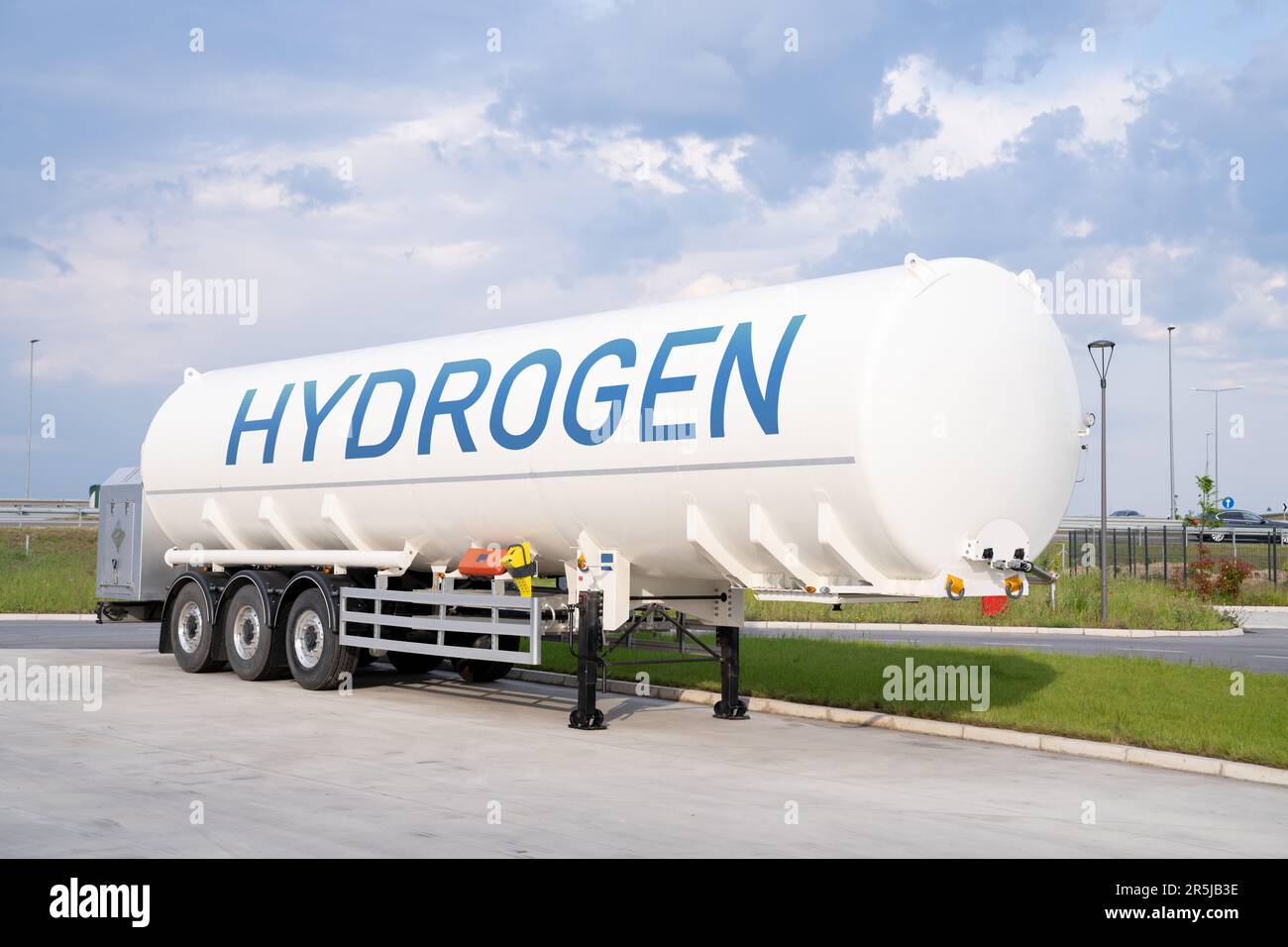 Remorque à réservoir d'hydrogène. Concept de transport de l'hydrogène Banque D'Images