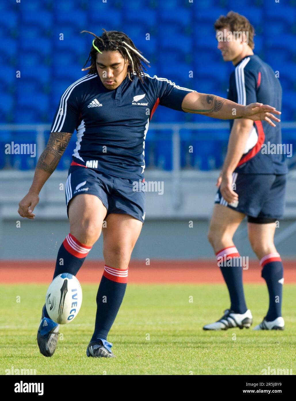 Ma'a Nonu à la session de formation All Blacks au stade Trusts, Henderson, Auckland, Nouvelle-Zélande, lundi, 09 juin 2008. Banque D'Images