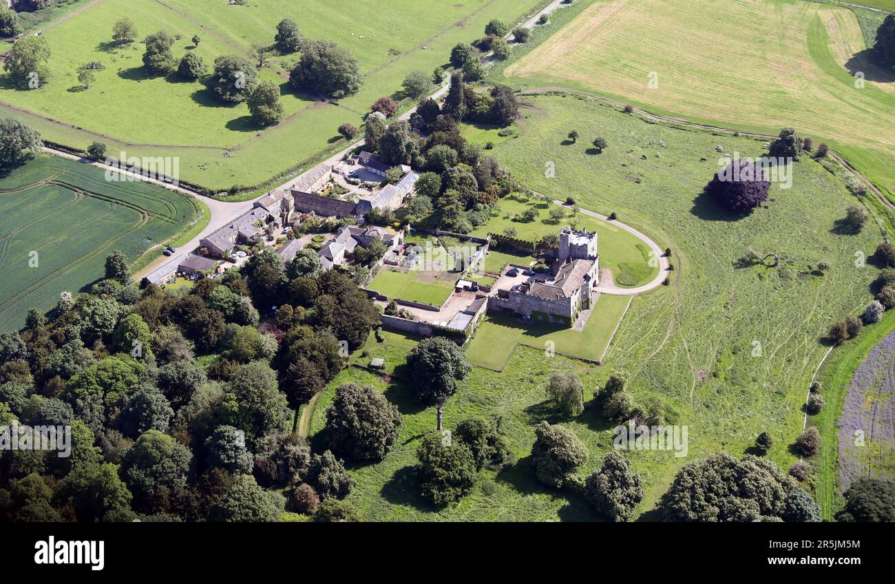 Vue aérienne du château de Hornby (ancien siège de la famille Osborne) à Hornby près de Bedale, dans le nord du Yorkshire Banque D'Images