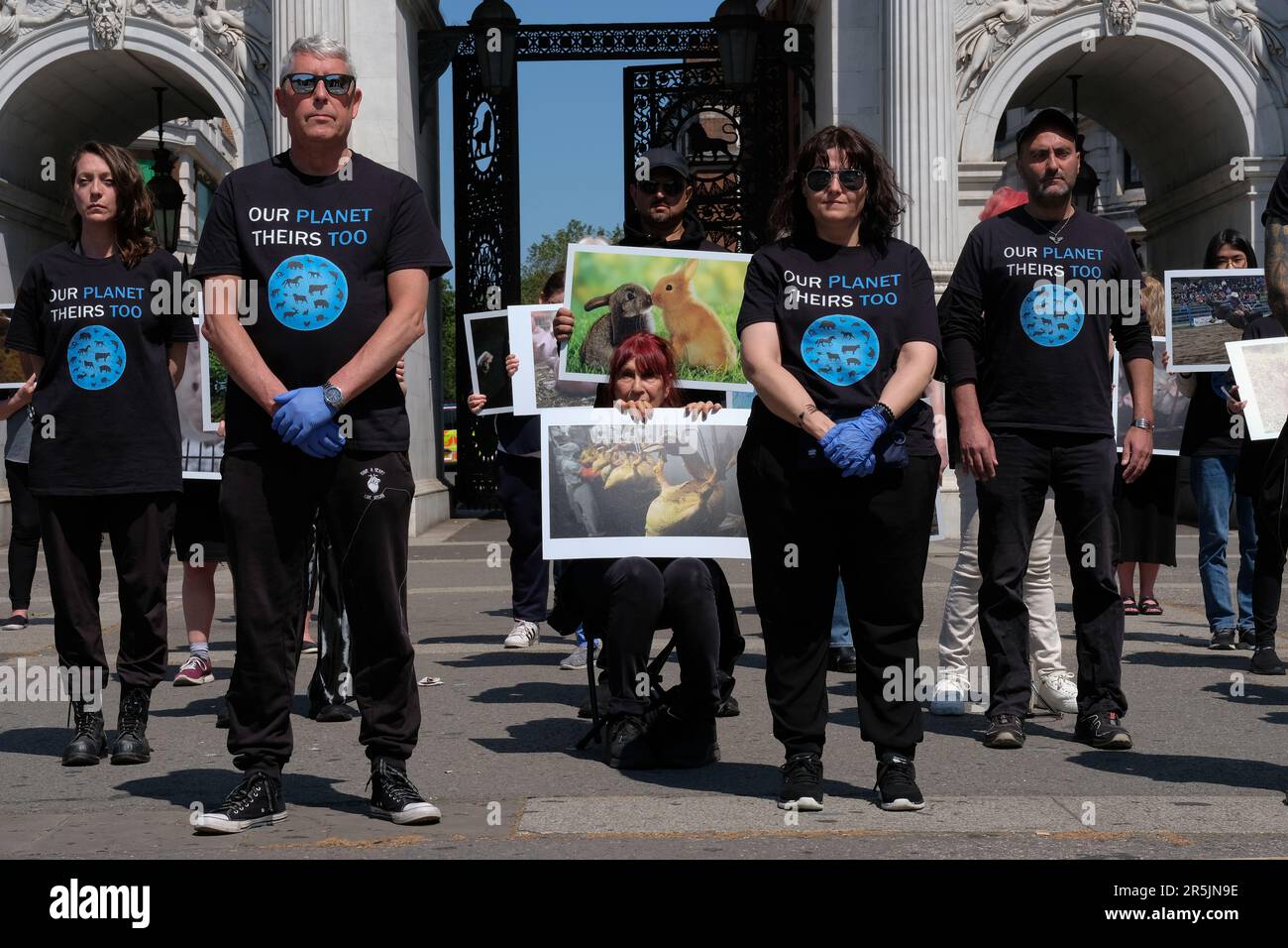 Londres, Royaume-Uni. 4th juin 2023. Les militants des droits des animaux se réunissent à Marble Arch pour célébrer la Journée nationale des droits des animaux (NARD) 13th. Laura Gaggero/Alamy Live News. Banque D'Images