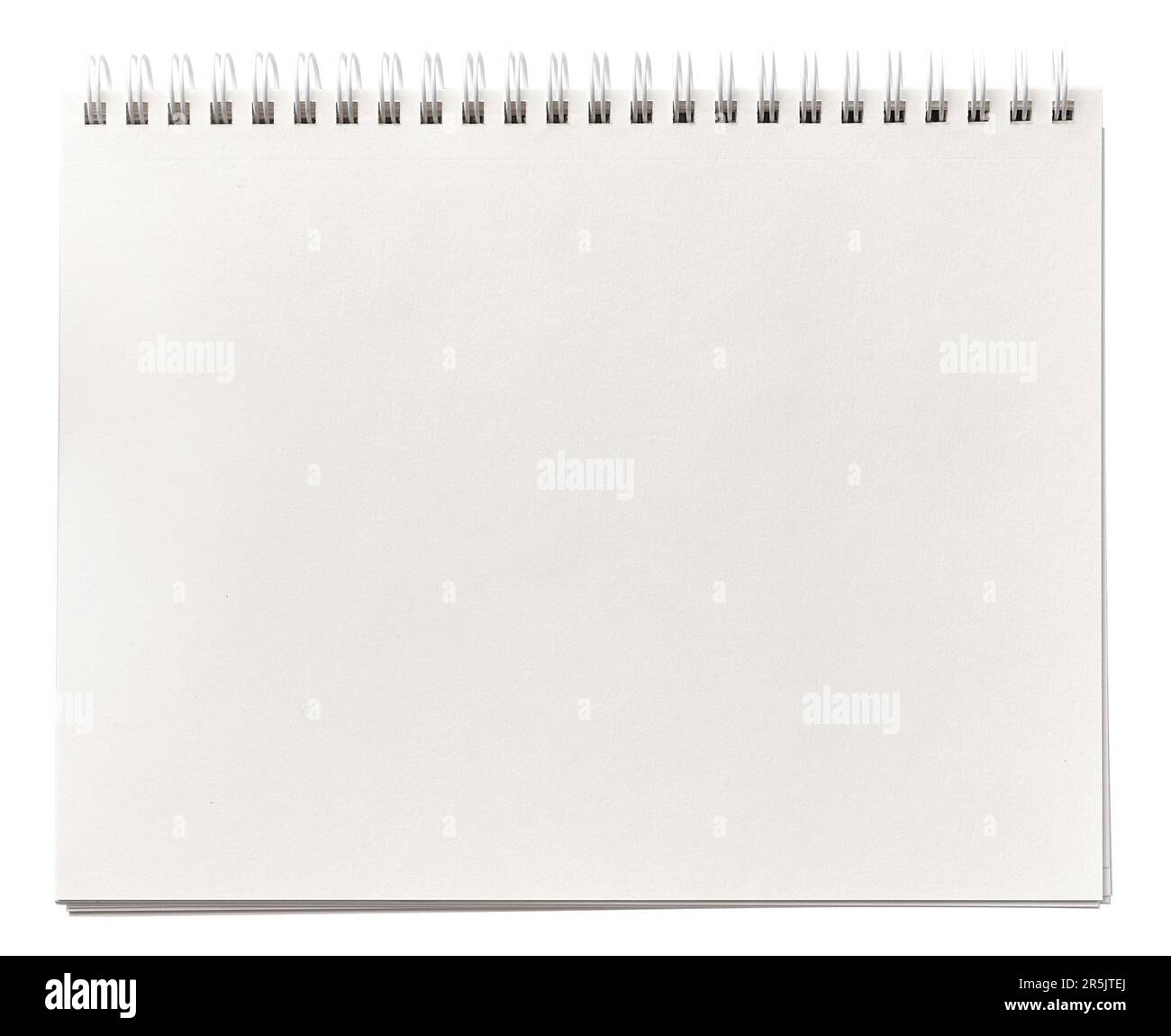 Un cahier en spirale de la vue de dessus avec une couverture blanche vide Banque D'Images