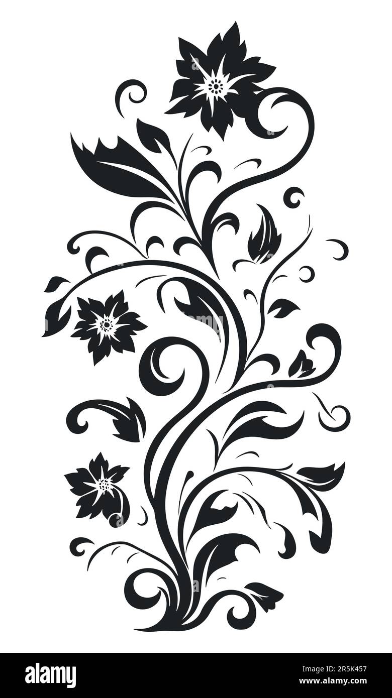 Silhouette de fleur sur fond blanc. Illustration vectorielle Illustration de Vecteur