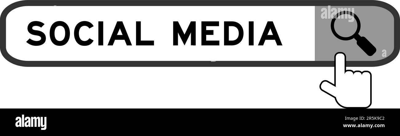Recherchez la bannière dans les réseaux sociaux Word avec l'icône de loupe sur fond blanc Illustration de Vecteur