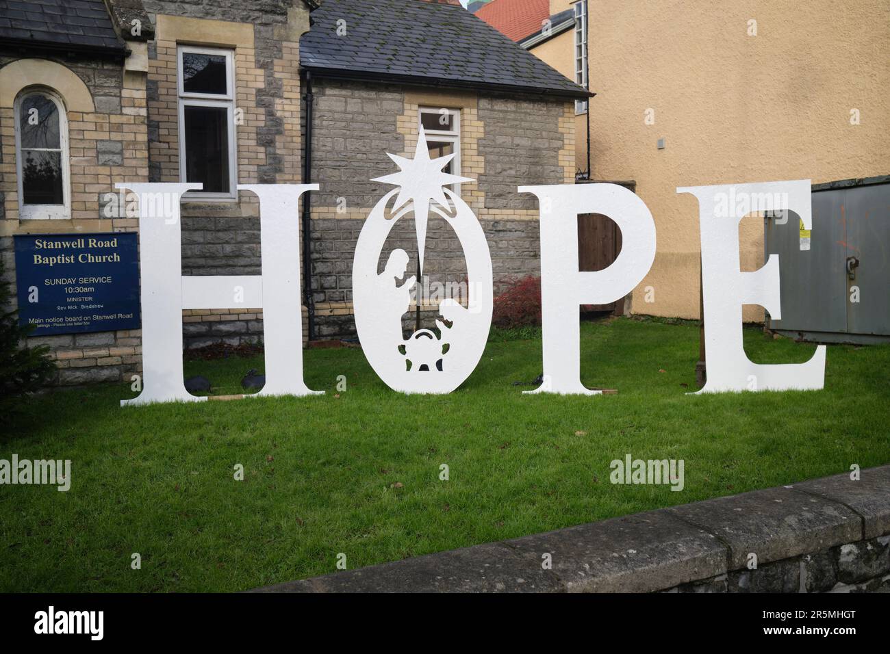 Hope Sign in Victoria Road Penarth Glamorgan South Wales UK Banque D'Images