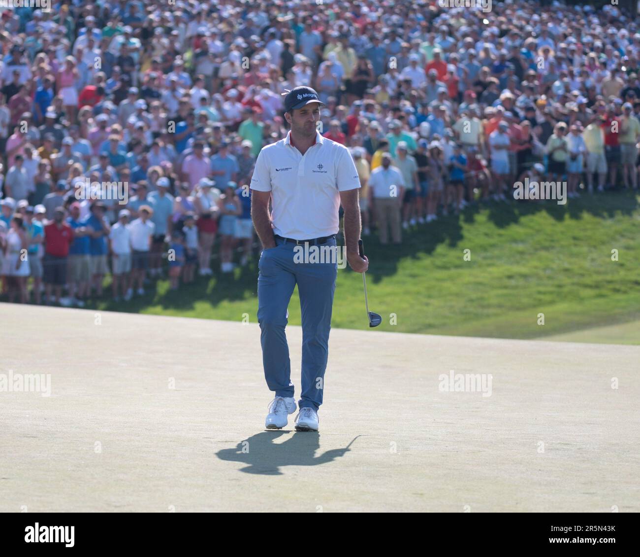 Dublin, Ohio, États-Unis. 4th juin 2023. Denny McCarthy (États-Unis) sur le green 18th au Memorial Tournament à Dublin, Ohio. Brent Clark/Cal Sport Media/Alamy Live News Banque D'Images