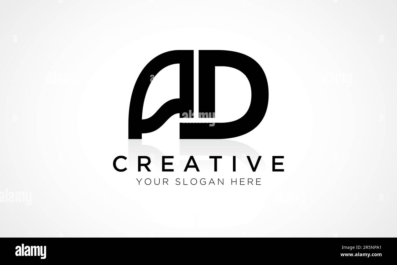 MODÈLE de scénario de logo DE lettre PUBLICITAIRE. Lettre initiale de l'alphabet logo AD avec brillant Reflection Business Illustration. Illustration de Vecteur