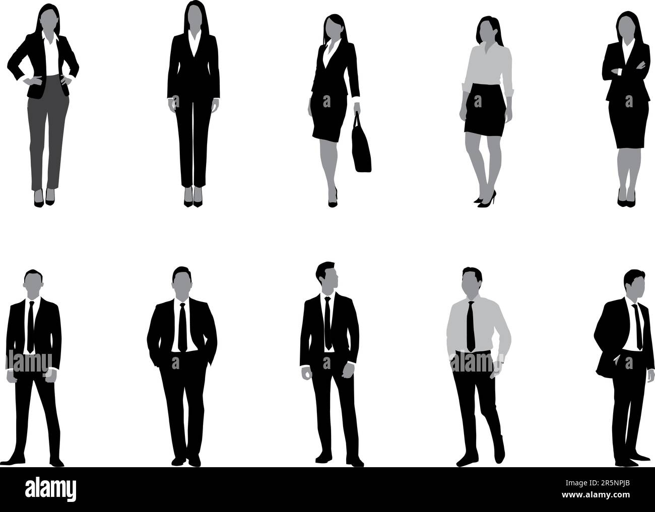 Icône de silhouette de plusieurs hommes d'affaires et femmes d'affaires. Illustration de Vecteur