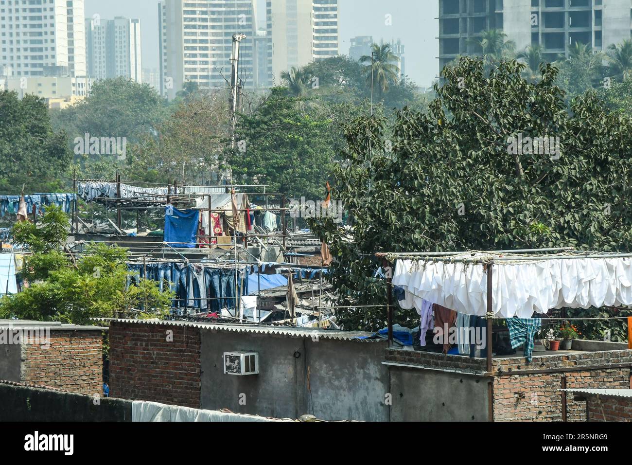 Dhobi Ghat est la plus grande blanchisserie extérieure du monde et une attraction touristique populaire à Mumbai, Inde Banque D'Images