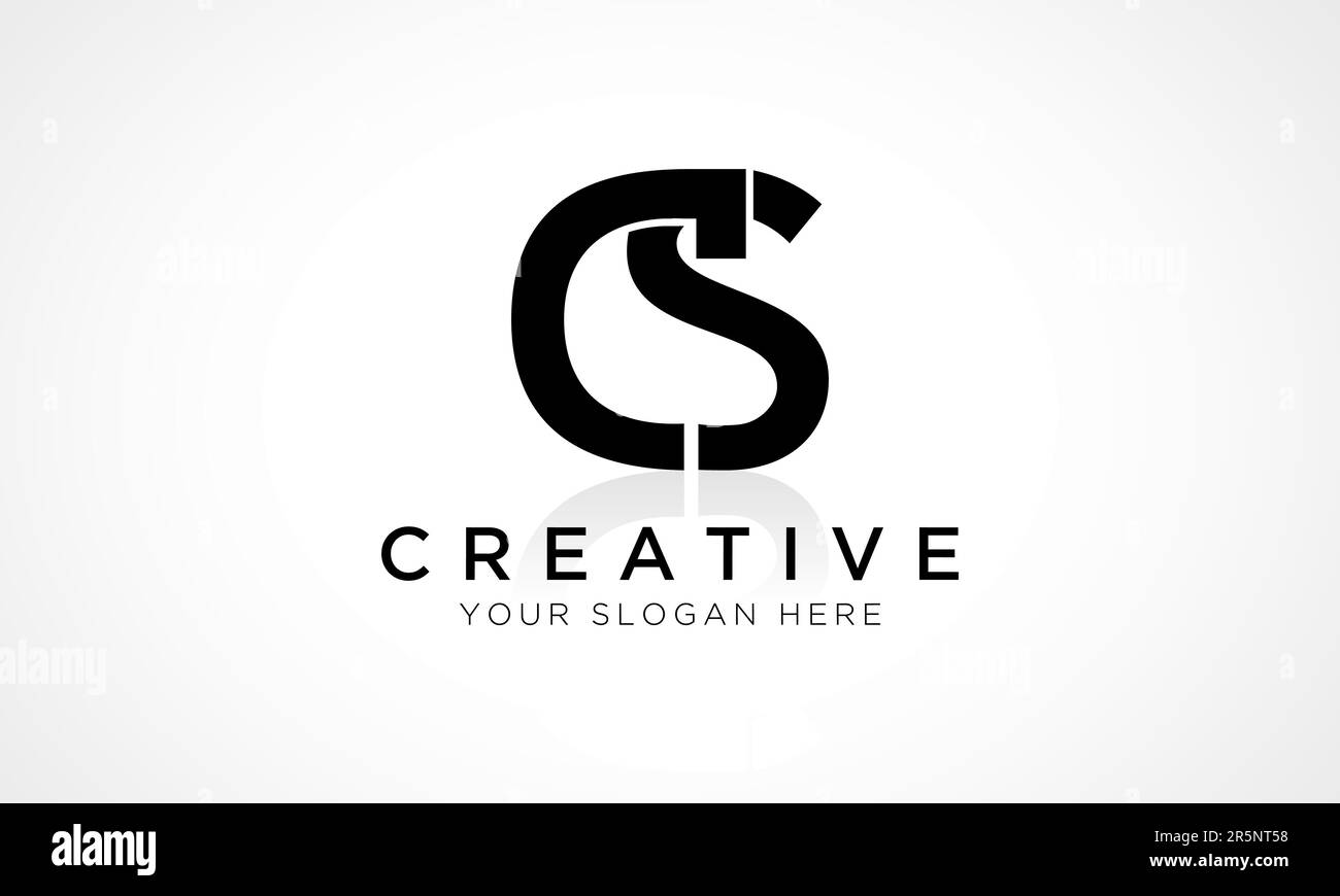 MODÈLE vectoriel DE conception de logo LETTRE CS. Lettre initiale de l'alphabet logo CS avec illustration professionnelle brillante Reflection. Illustration de Vecteur
