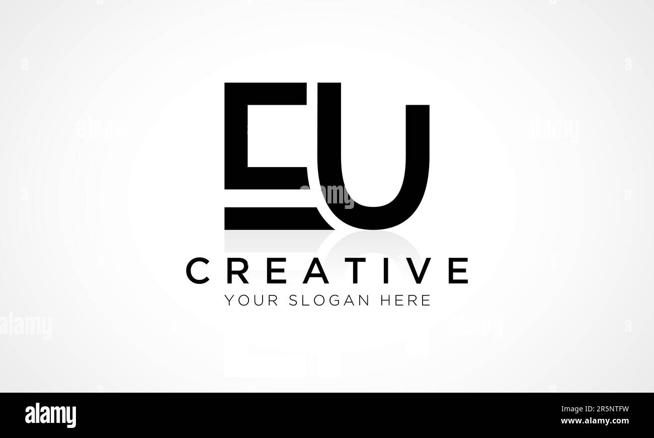 Modèle de scénario de logo lettre eu. Lettre initiale de l'alphabet logo de l'UE avec illustration professionnelle brillante Reflection. Illustration de Vecteur
