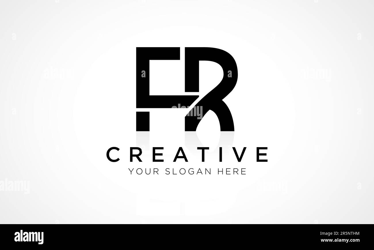 Modèle vectoriel de logo lettre FR. Lettre initiale de l'alphabet FR logo Design avec brillant Reflection Business Illustration. Illustration de Vecteur