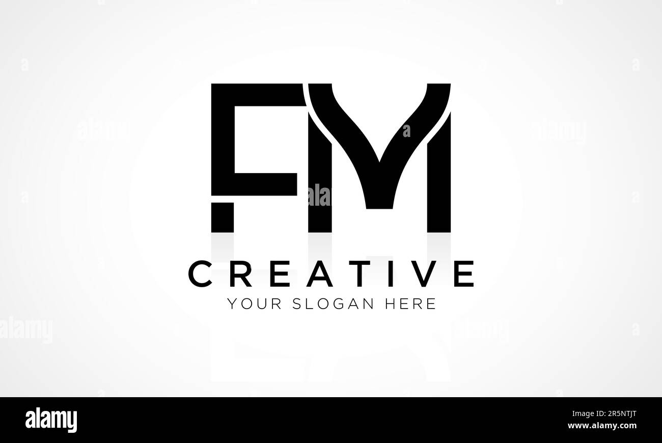 Modèle vectoriel de logo lettre FM. Lettre initiale de l'alphabet logo FM avec illustration professionnelle brillante Reflection. Illustration de Vecteur