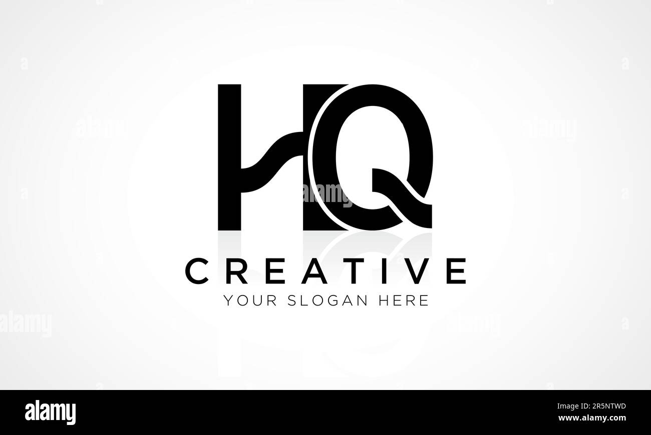 Modèle vectoriel de logo lettre du siège social. Lettre initiale de l'alphabet logo HQ avec illustration professionnelle brillante Reflection. Illustration de Vecteur