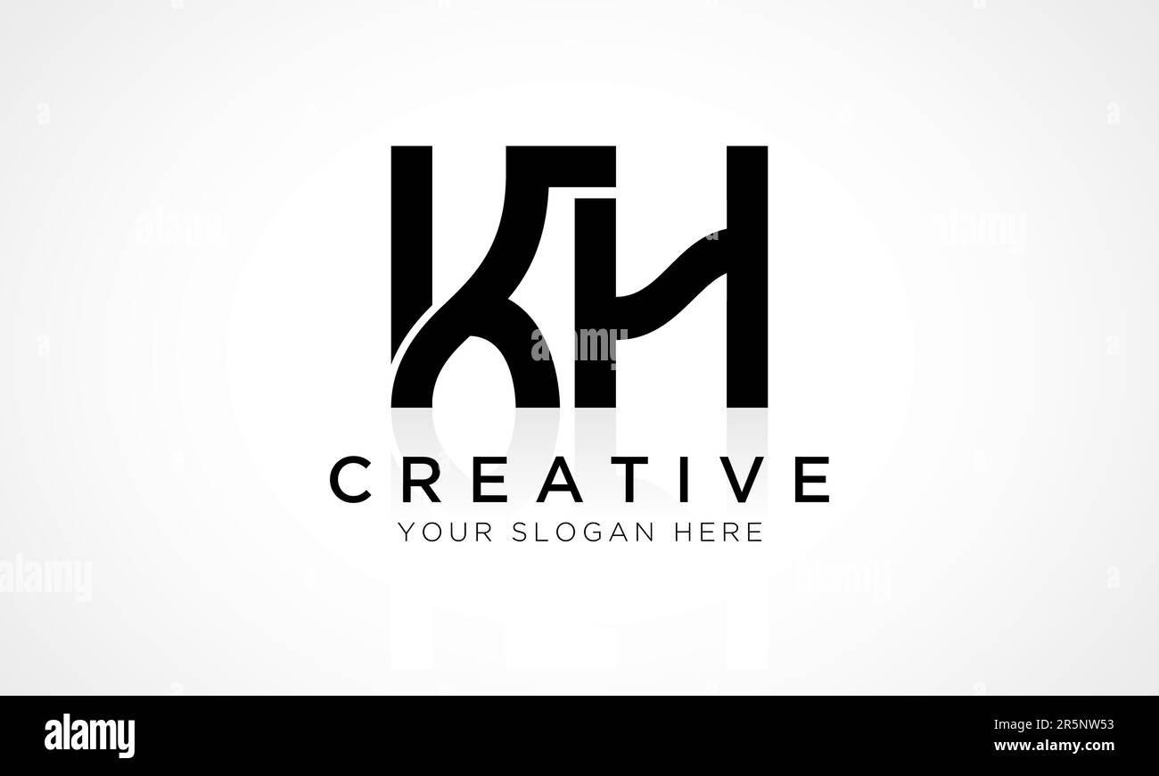 Modèle vectoriel KH Letter logo Design. Lettre initiale de l'alphabet logo KH avec illustration professionnelle brillante Reflection. Illustration de Vecteur
