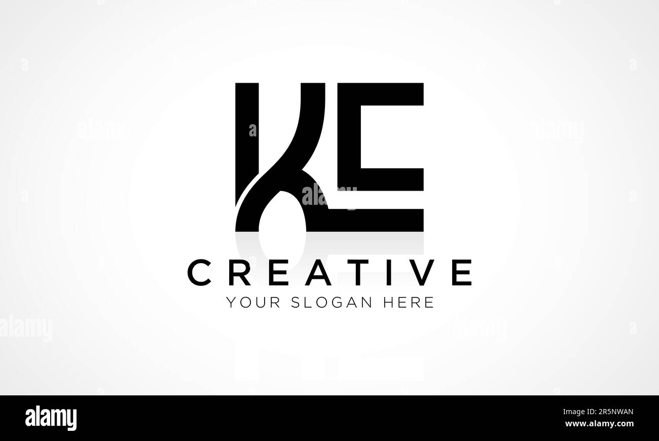 MODÈLE vectoriel DE logo LETTRE KE. Lettre initiale de l'alphabet logo KE Design avec brillant