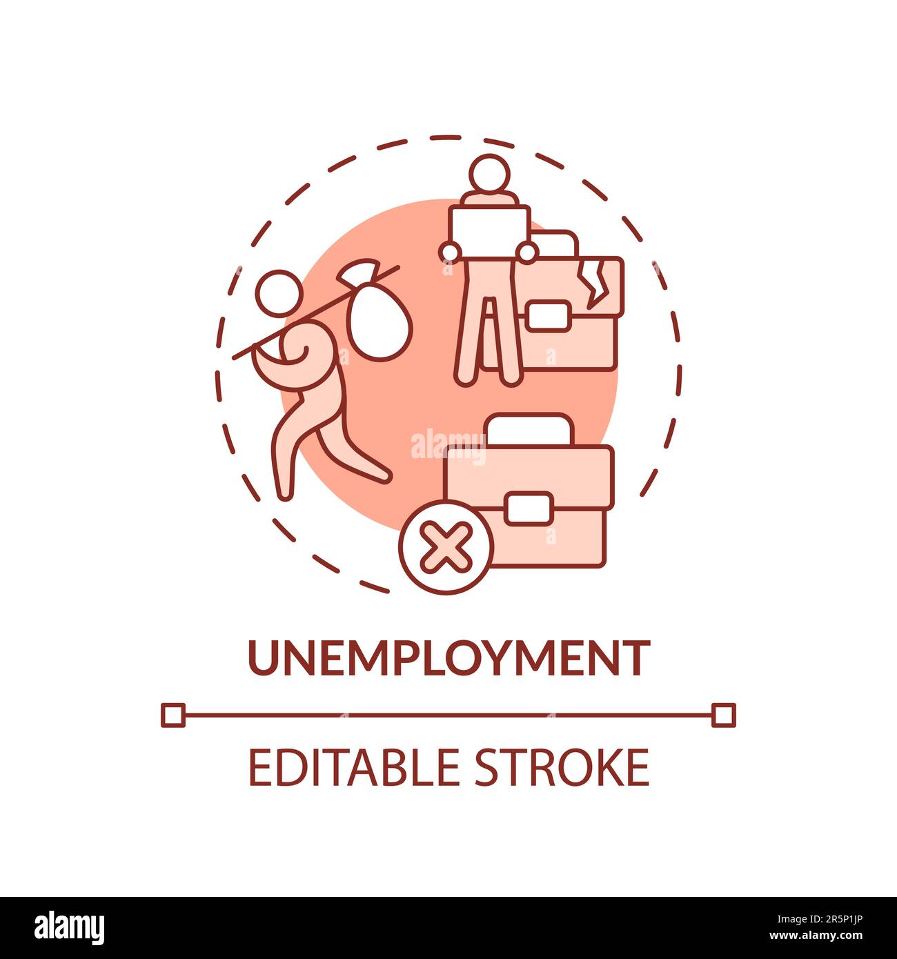 Icône de concept rouge de chômage Illustration de Vecteur