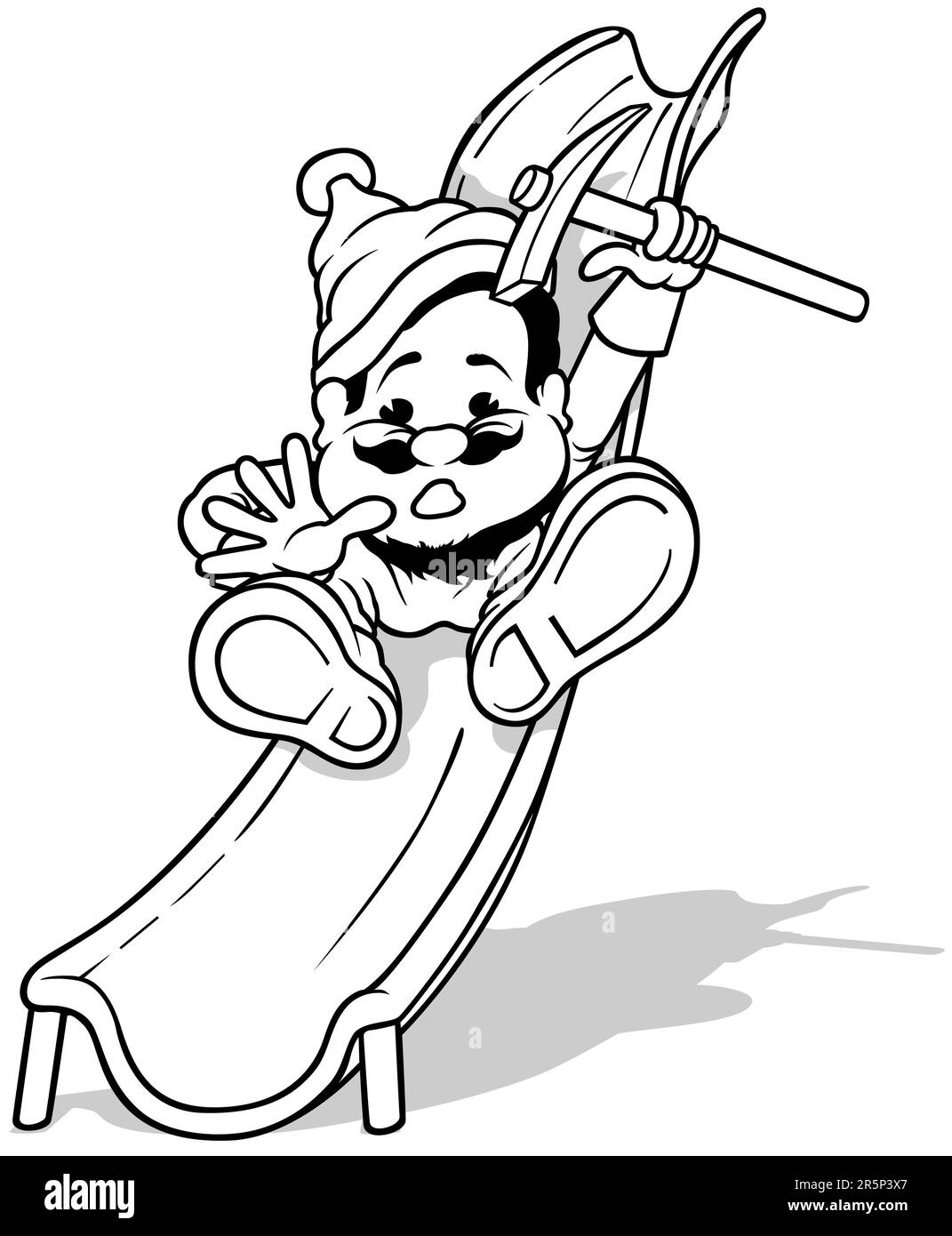 Dessin d'un nain sur une diapositive Illustration de Vecteur