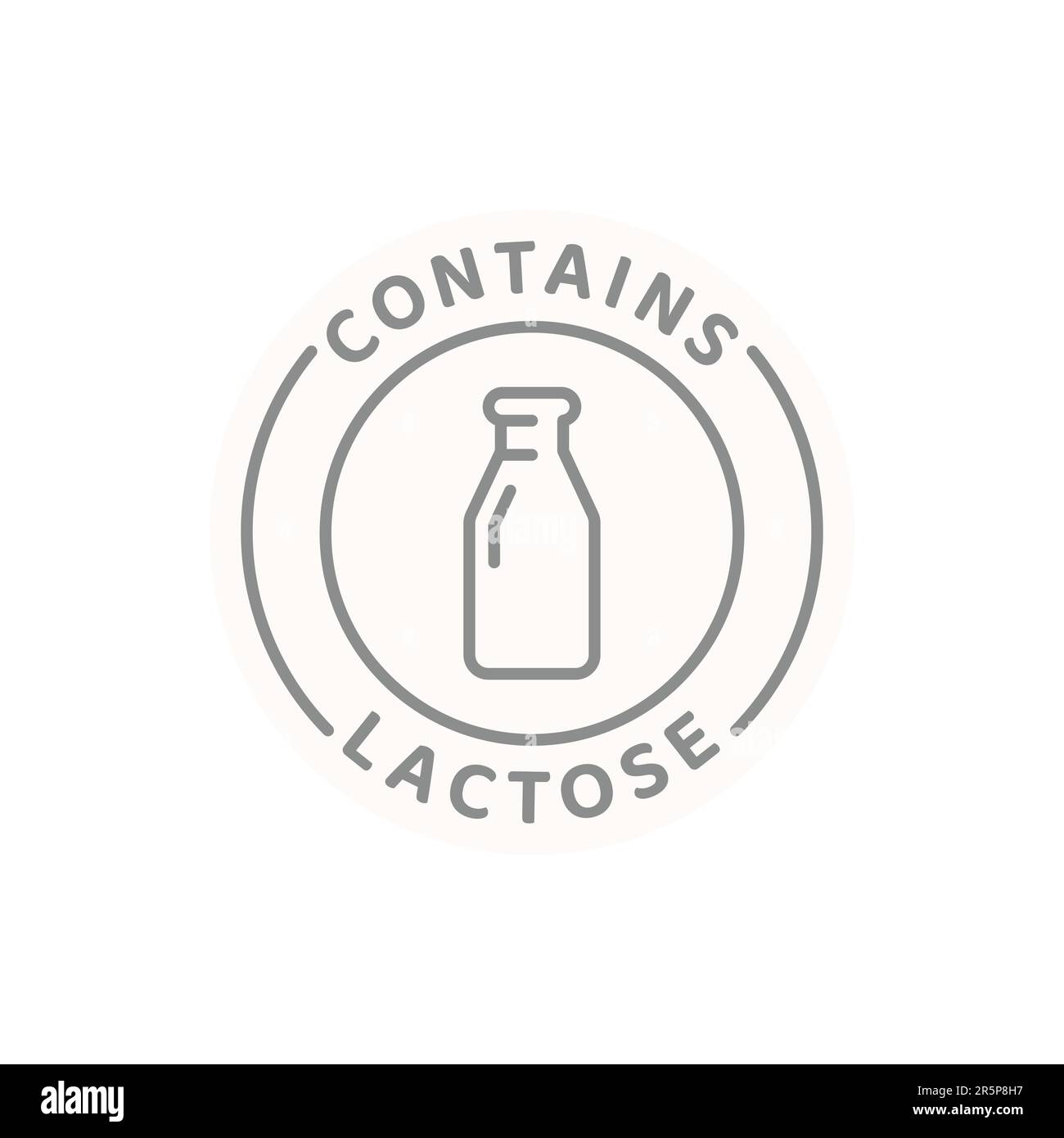 Contient une étiquette de ligne vectorielle pour le lactose ou les produits laitiers. Insigne d'allergène d'ingrédient alimentaire. Illustration de Vecteur