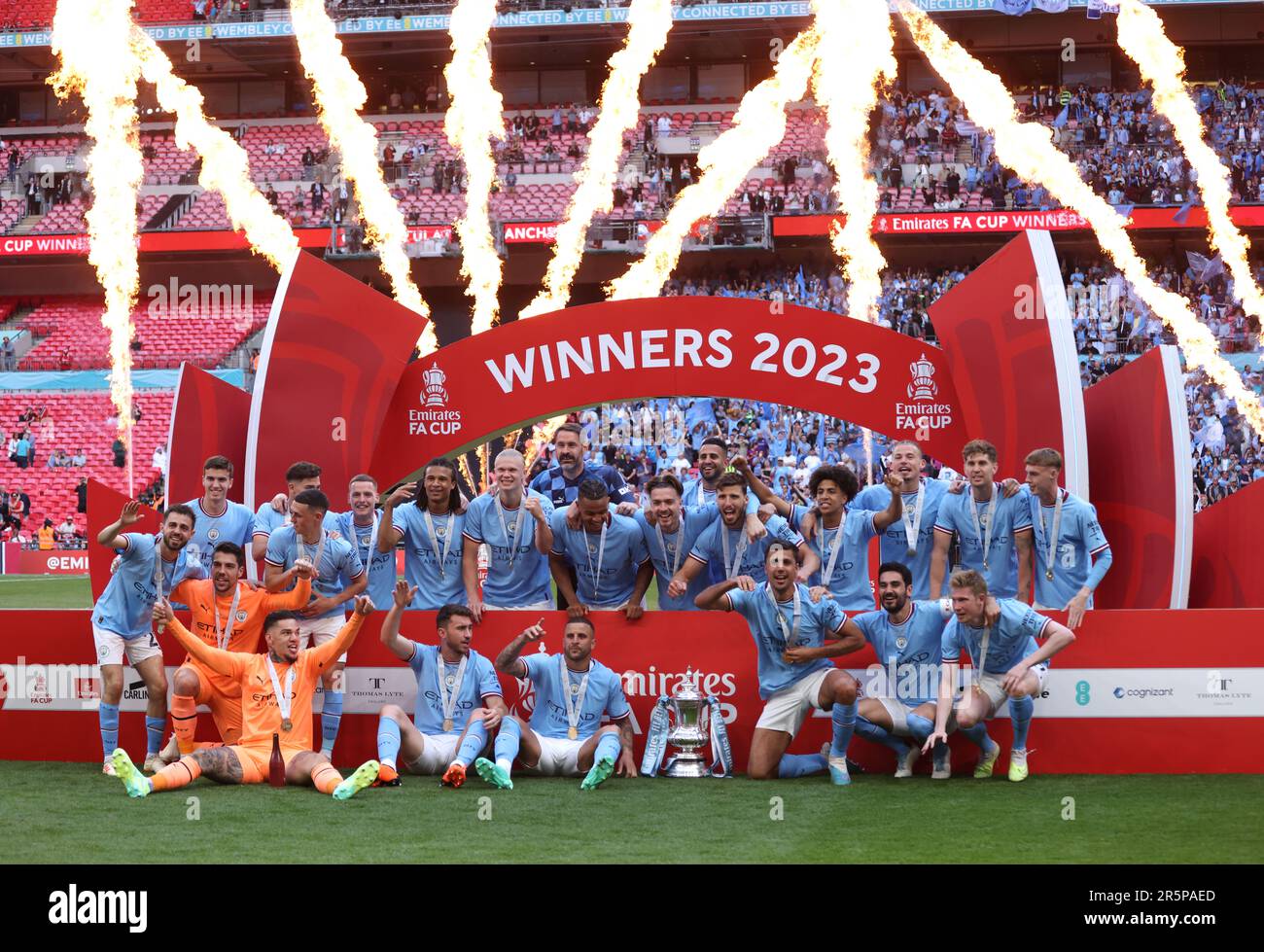 Londres, Royaume-Uni. 03rd juin 2023. Man City célèbre la victoire lors du match final de la coupe Emirates FA Manchester City contre Manchester United au stade Wembley, Londres, Royaume-Uni, le 3rd juin 2023. Crédit : Paul Marriott/Alay Live News Banque D'Images
