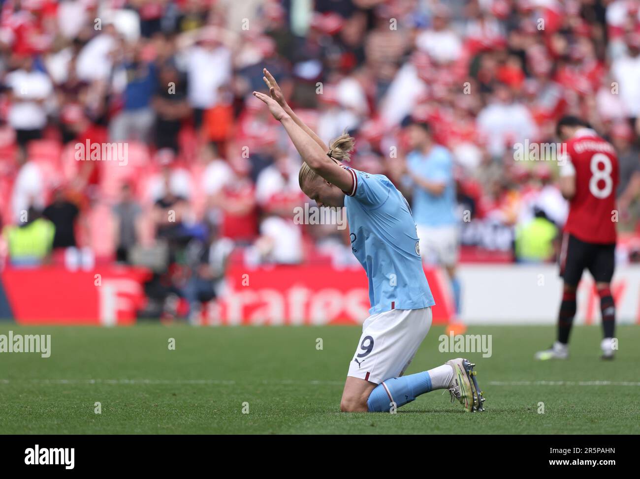 Londres, Royaume-Uni. 03rd juin 2023. Erling Haaland (MC) célèbre la victoire lors du match final de la coupe Emirates FA Manchester City / Manchester United au stade Wembley, Londres, Royaume-Uni, le 3rd juin 2023. Crédit : Paul Marriott/Alay Live News Banque D'Images