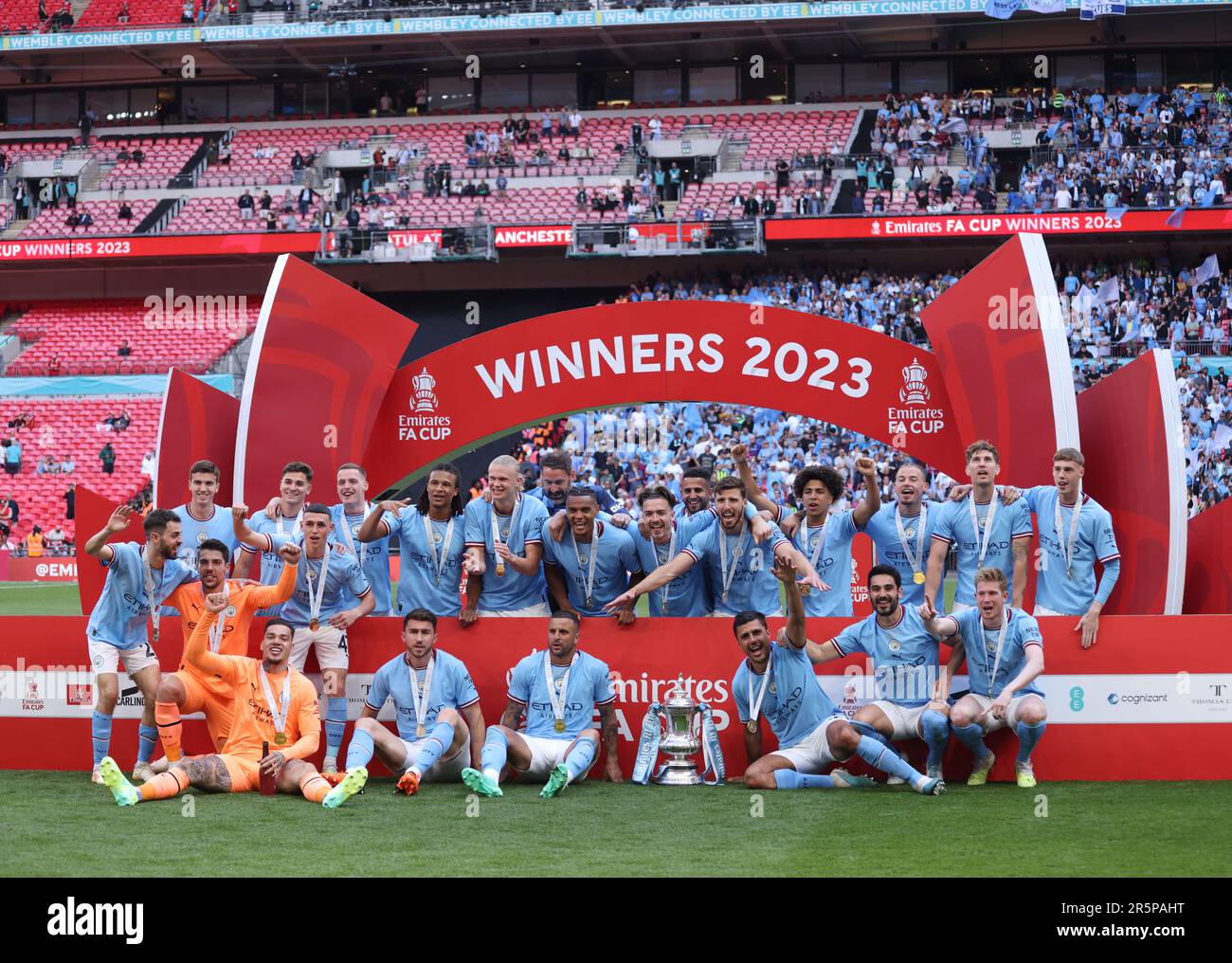 Londres, Royaume-Uni. 03rd juin 2023. Man City célèbre la victoire lors du match final de la coupe Emirates FA Manchester City contre Manchester United au stade Wembley, Londres, Royaume-Uni, le 3rd juin 2023. Crédit : Paul Marriott/Alay Live News Banque D'Images