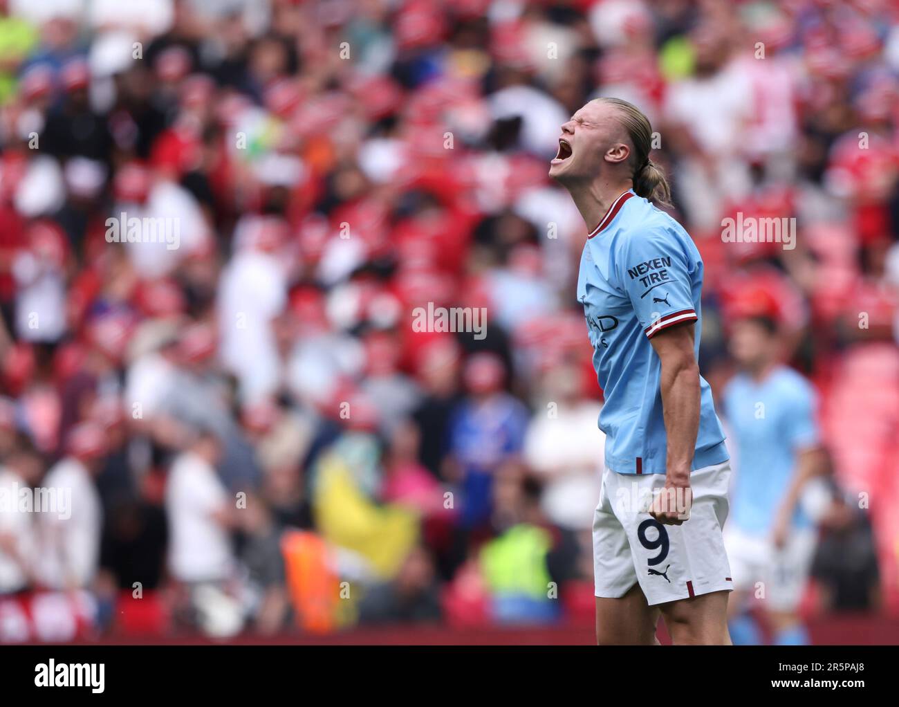Londres, Royaume-Uni. 03rd juin 2023. Erling Haaland (MC) célèbre la victoire lors du match final de la coupe Emirates FA Manchester City / Manchester United au stade Wembley, Londres, Royaume-Uni, le 3rd juin 2023. Crédit : Paul Marriott/Alay Live News Banque D'Images