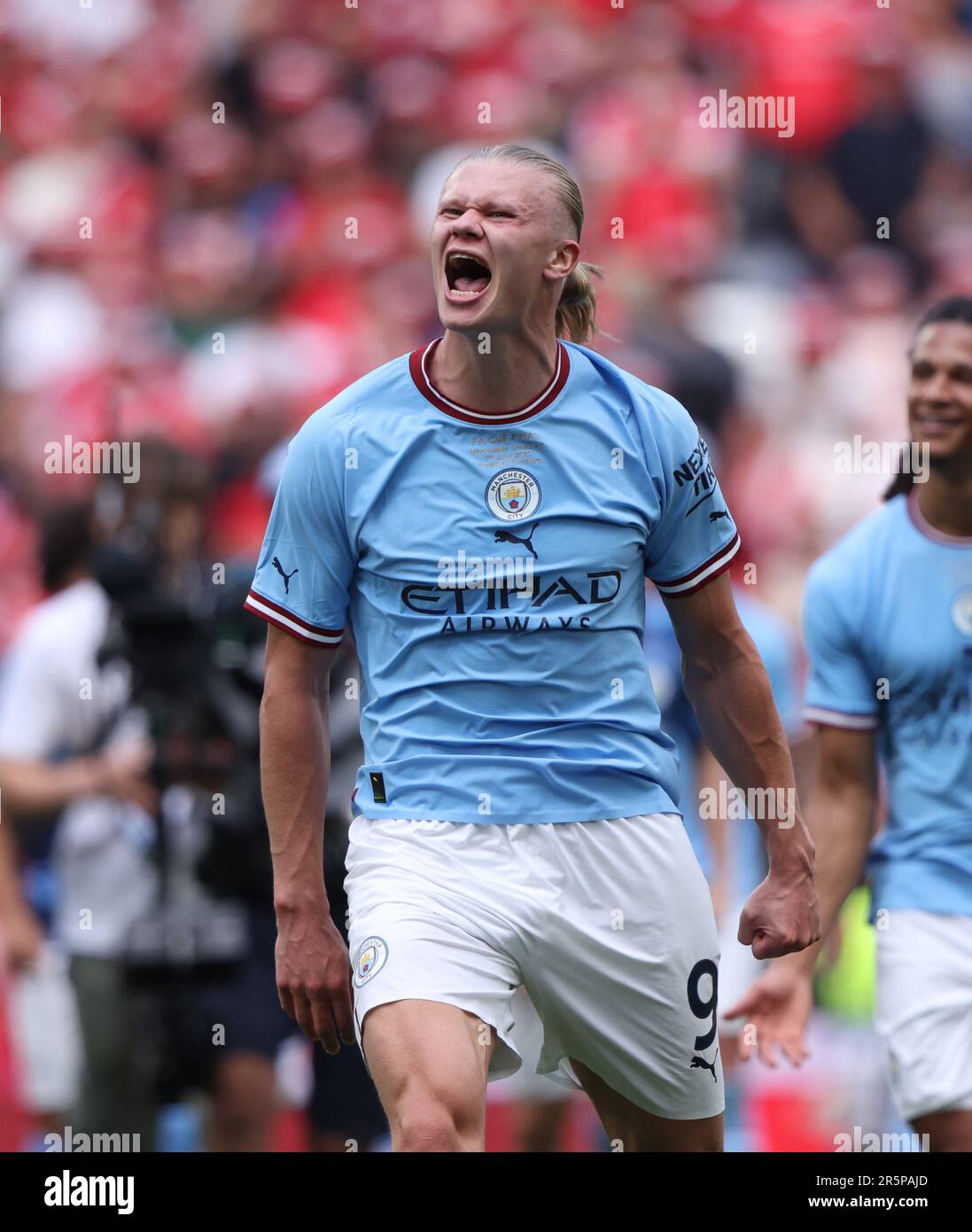 Londres, Royaume-Uni. 03rd juin 2023. Erling Haaland (MC) célèbre la victoire lors du match final de la coupe Emirates FA Manchester City / Manchester United au stade Wembley, Londres, Royaume-Uni, le 3rd juin 2023. Crédit : Paul Marriott/Alay Live News Banque D'Images