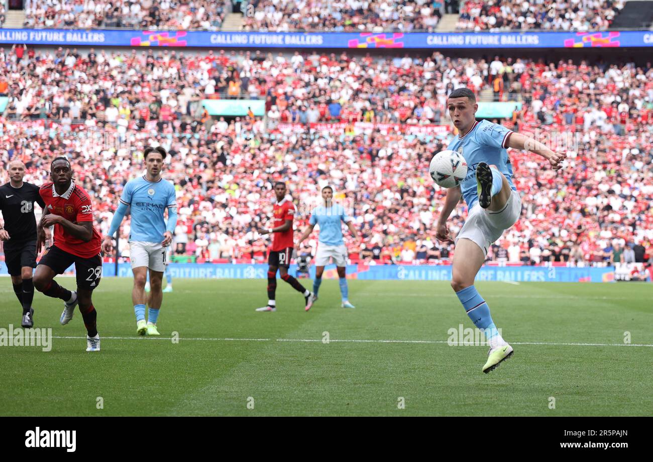 Londres, Royaume-Uni. 03rd juin 2023. Phil Foden (MC) à la finale de la coupe Emirates FA Manchester City contre Manchester United au stade Wembley, Londres, Royaume-Uni, le 3rd juin 2023. Crédit : Paul Marriott/Alay Live News Banque D'Images