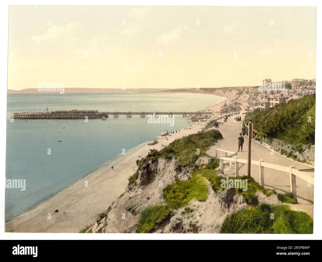 De la falaise est, Bournemouth, Angleterre] 1 impression photomécanique : photochromie, couleur. Date: 1890 Banque D'Images